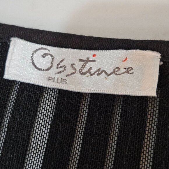 Obstinee By Ika Jacket Top Sz 2X Black Abstract Mesh Stretch Zip Vintage 90s - Picture 10 of 10